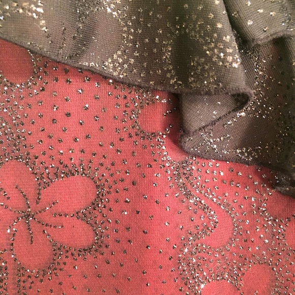 Vintage 90s floral sparkle dress m red black mesh - Picture 7 of 8